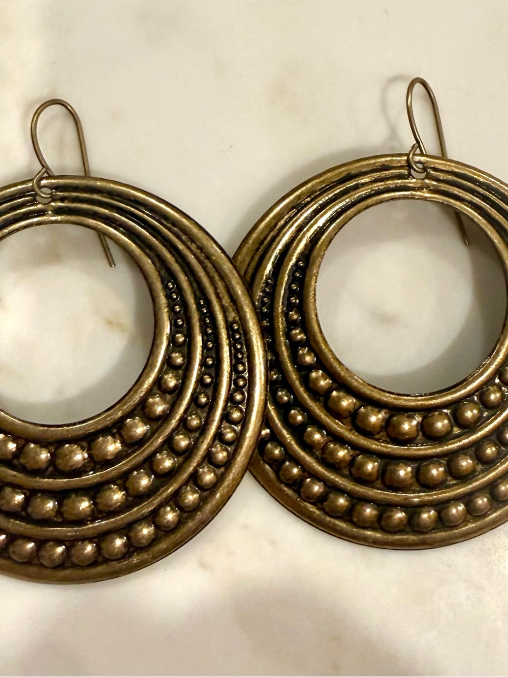 Gold Tone Beaded Hoop Earrings - Women Jewelry